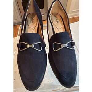 Life Stride DEVYN 2 Dark Blue FAUX SUEDE Chunky Heel Loafers - Women's 9.5